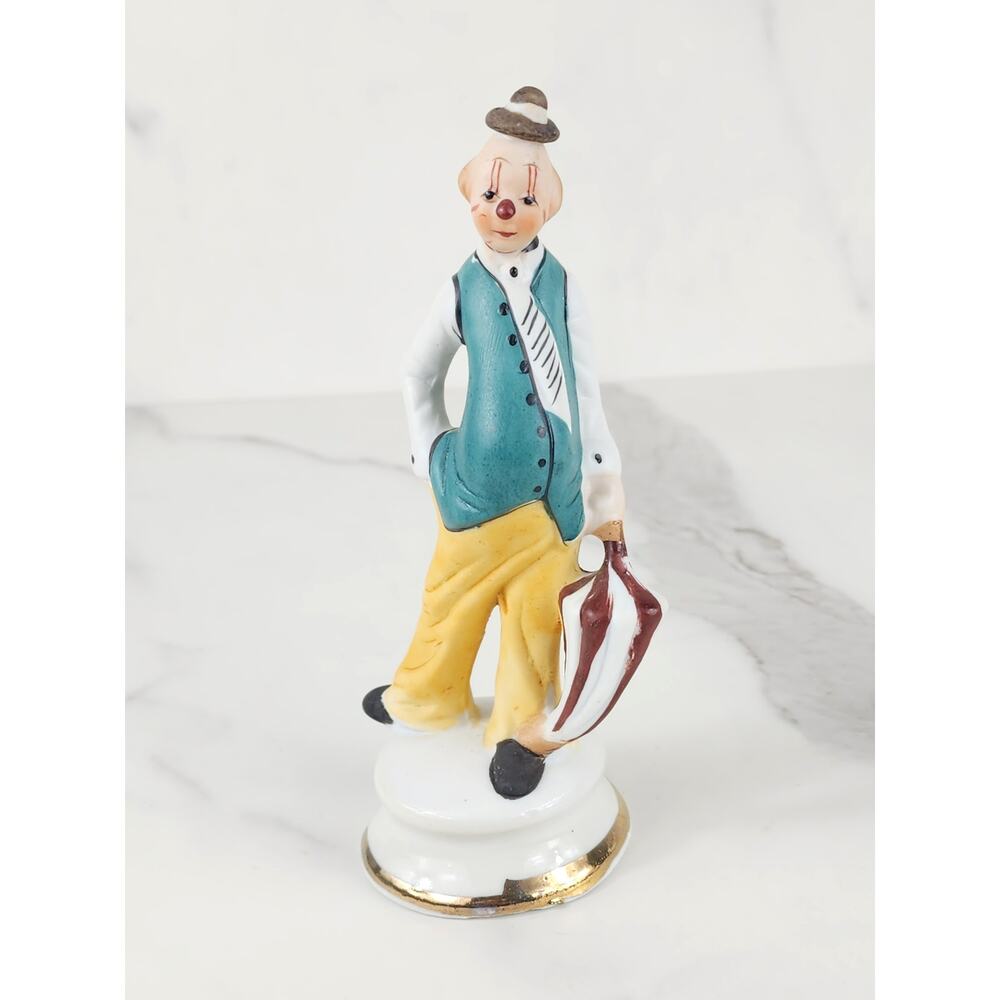 Circus Pot Belly Clown Figurine 6 1/2" Matte Finish Porcelain 90s Taiwan Vintage